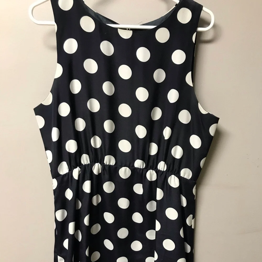 Sleeveless Black and White Polka Dot Dress